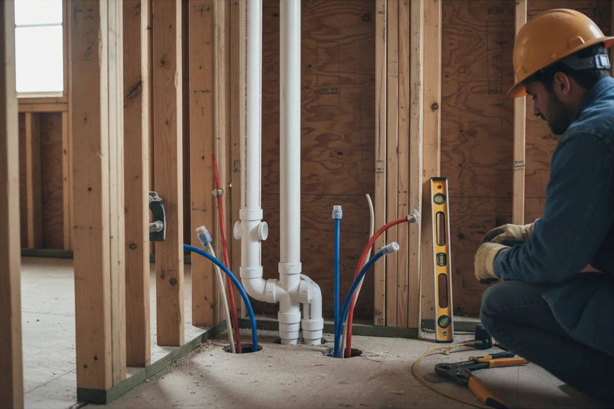 Drain and supply rough-in during Leak Detection in Midland